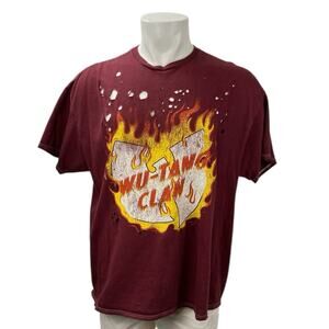 Wu-Tang Clan Mens Red Maroon Short Sleeve Graphic Print T Shirt Tee Top Size S/M